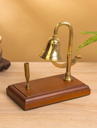 Колокол настольный с подставкой для ручки 10×18×18 см, латунь, дерево - Фото 1
