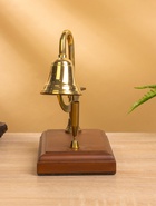 Колокол настольный с подставкой для ручки 10×18×18 см, латунь, дерево - Фото 2