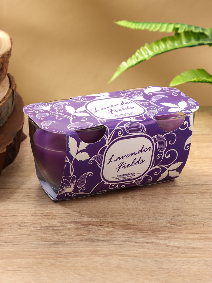 Свечи ароматические SCENTED CANDLE 100 г, набор 2 шт., лавандовые поля