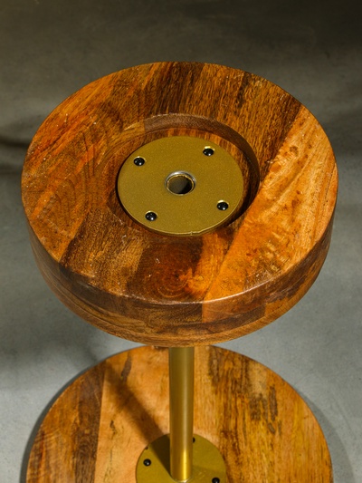 Столик кофейный, 35×35×55 см, манговое дерево, алюминий, коричневый
