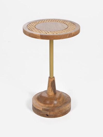 Столик кофейный, 35×35×55 см, манговое дерево, алюминий, коричневый
