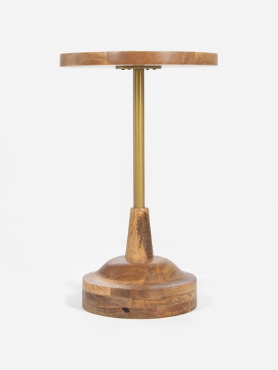 Столик кофейный, 35×35×55 см, манговое дерево, алюминий, коричневый