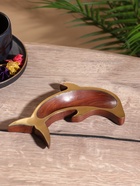 Пепельница «Дельфин», 19.5×8×2.5 см, дерево шишам, латунь - Фото 1