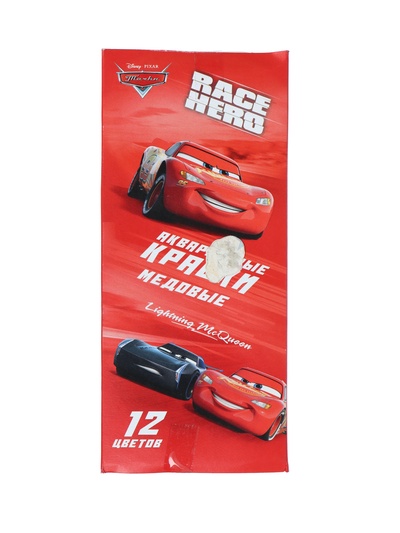 УЦЕНКА Акварель медовая 12 цветов в картонной коробке, без кисти, «Тачки», Тачки