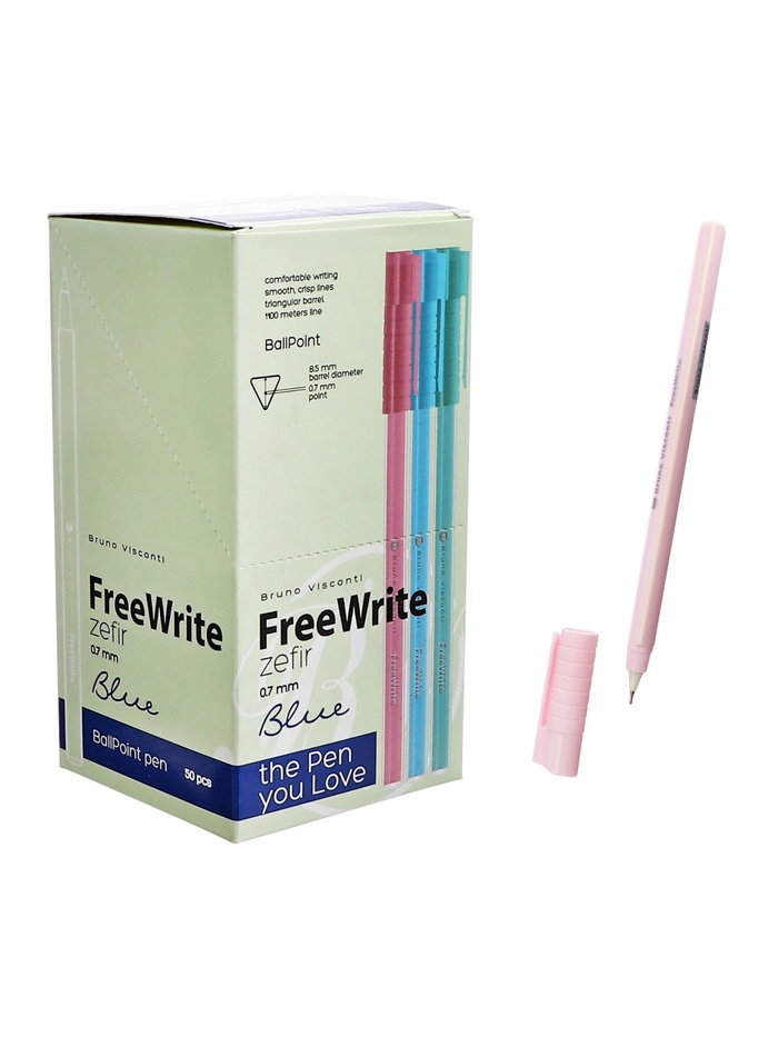 Ручка шариковая, BrunoVisconti FreeWrite Zefir, 0.7 мм, стержень синий, МИКС - Фото 1