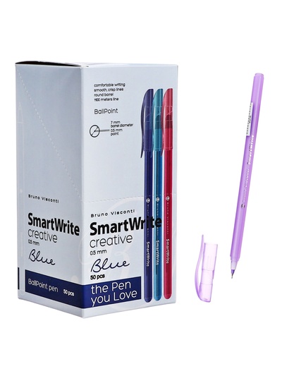 Ручка шариковая BrunoVisconti. SmartWrite. Creative, синий стержень, узел 0.5 мм, МИКС