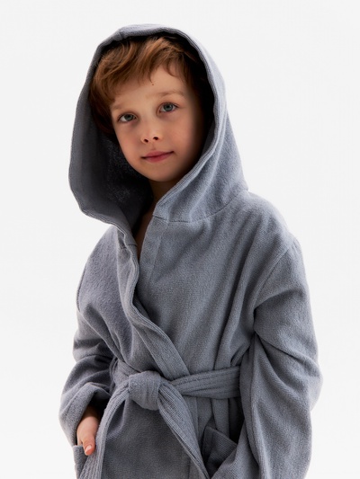 Халат детский «Экономь и Я», размер 32, хлопок 100%, серый
