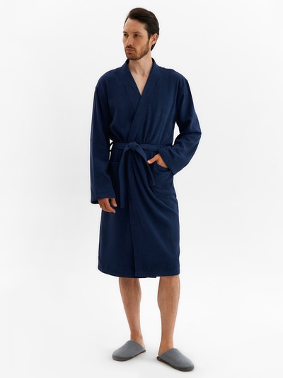 Халат мужской «Экономь и Я», размер 56-58, хлопок 100%, тёмно-синий