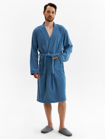 Халат мужской «Экономь и Я», размер 52-54, хлопок 100%, морская волна