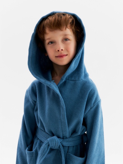 Халат детский «Экономь и Я», размер 34, хлопок 100%, морская волна