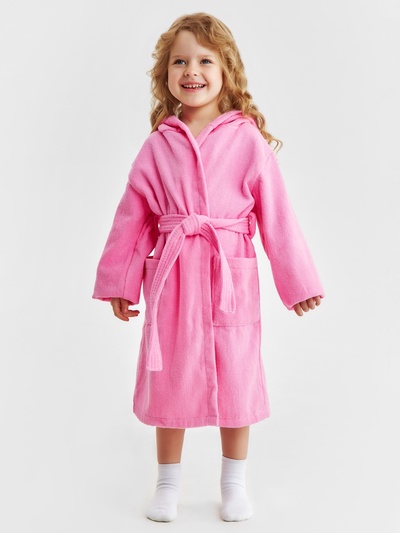 Халат махровый детский «Экономь и Я», размер 34, 100% хлопок, розовый