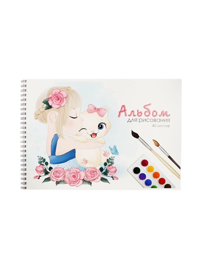 Альбом для рисования, 40 листов на гребне А4, «Мой котенок», глиттер, плотность листов 100 г/м²