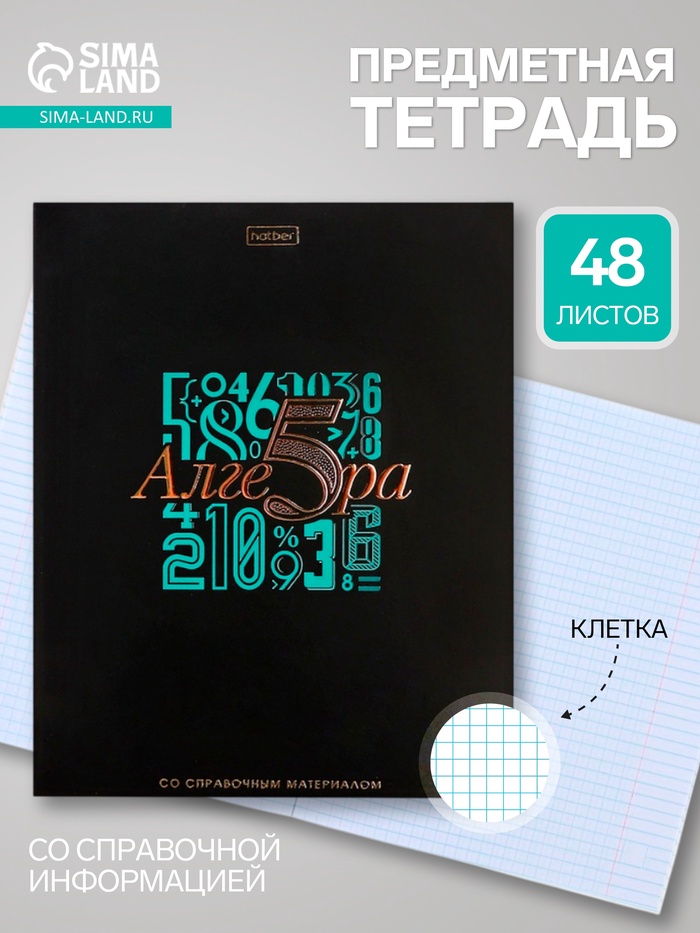 Предметная тетрадь по алгебре Hatber «Салют предметов», 48 листов, в клетку, со справочным материалом, обложка из мелованного картона - Фото 1