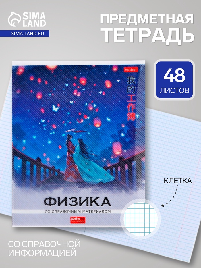 Предметная тетрадь по физике Hatber «Искусство Азии», 48 листов, в клетку, со справочным материалом, пластиковая обложка с печатью - Фото 1