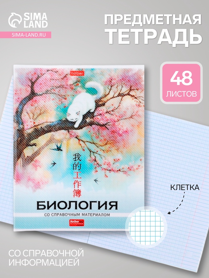 Предметная тетрадь по биологии Hatber «Искусство Азии», 48 листов, в клетку, со справочным материалом, пластиковая обложка с печатью - Фото 1