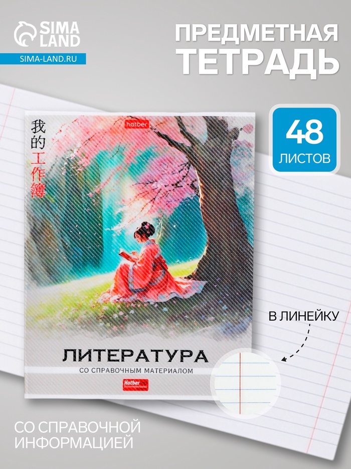 Предметная тетрадь по литературе Hatber «Искусство Азии», 48 листов, в линейку, со справочным материалом, пластиковая обложка с печатью - Фото 1