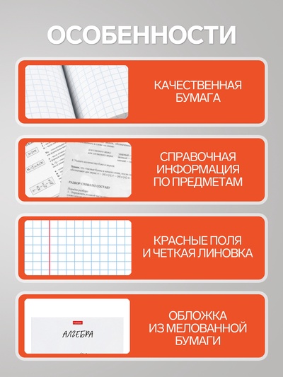 Предметная тетрадь по алгебре Hatber «Приключения кота Пирожка», 48 листов, в клетку, со справочным материалом, обложка из мелованной бумаги