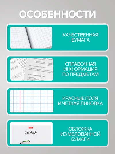 Предметная тетрадь по химии Hatber «Приключения кота Пирожка», 48 листов, в клетку, со справочным материалом, обложка из мелованной бумаги