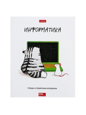 Тетрадь 48 листов в клетку «Приключения кота Пирожка» ИНФОРМАТИКА, обложка мелованная бумага, с интерактивным справочником, блок офсет