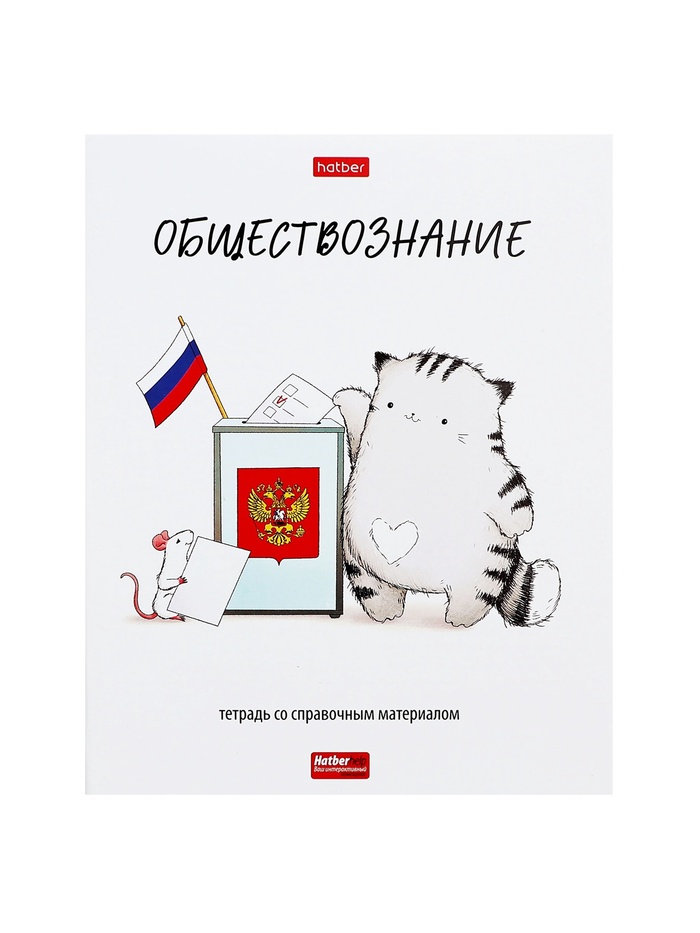 Предметная тетрадь по обществознанию Hatber «Приключения кота Пирожка», 48 листов, в клетку, со справочным материалом, обложка из мелованной бу... - Фото 1