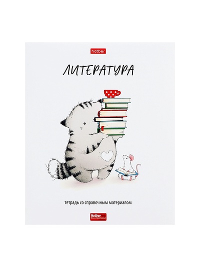 Предметная тетрадь по литературе Hatber «Приключения кота Пирожка», 48 листов, в линейку, со справочным материалом, обложка из мелованной бумаг...