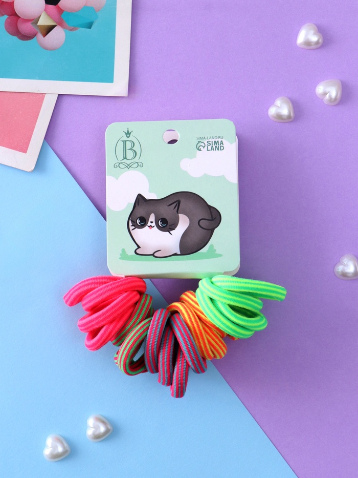 Резинки для волос Выбражулька «Кисонька», набор 20 шт., прогулка, 2.5 см, МИКС