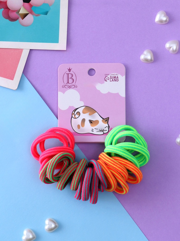 Резинки для волос Выбражулька «Кисонька», набор 20 шт., мечты, 2.5 см, МИКС