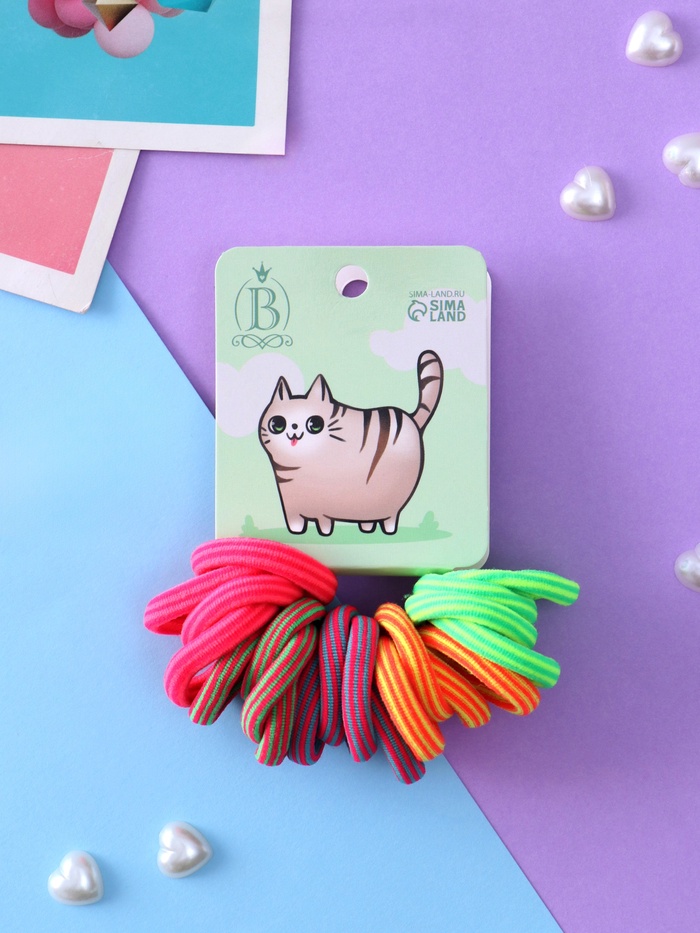 Резинки для волос Выбражулька «Кисонька», набор 20 шт., радость, 2.5 см, МИКС