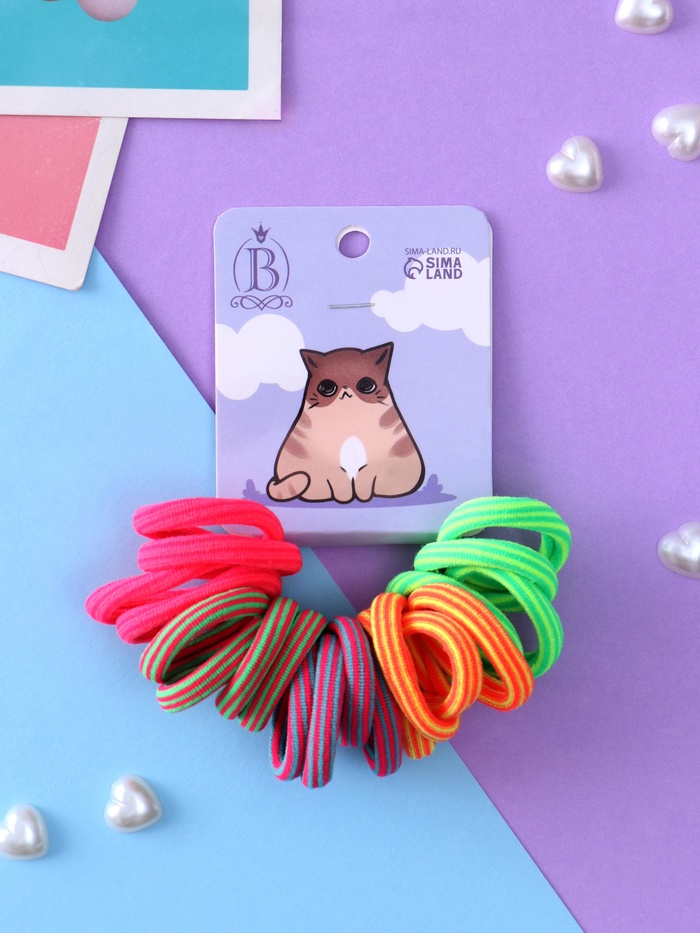 Резинки для волос Выбражулька «Кисонька», набор 20 шт., тоска, 2.5 см, МИКС