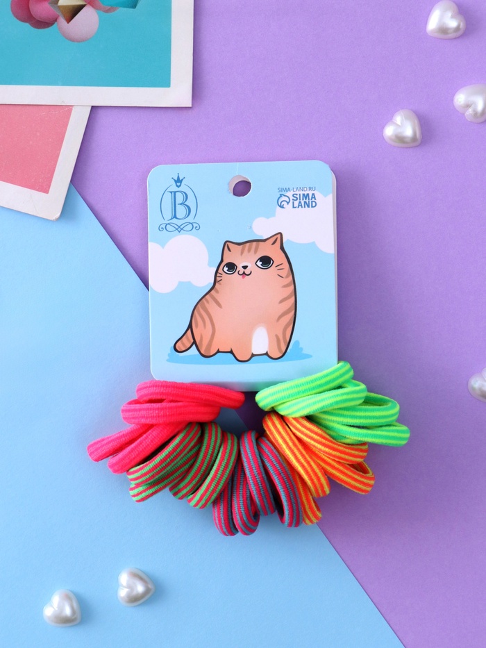 Резинки для волос Выбражулька «Кисонька», набор 20 шт., улыбка, 2.5 см, МИКС