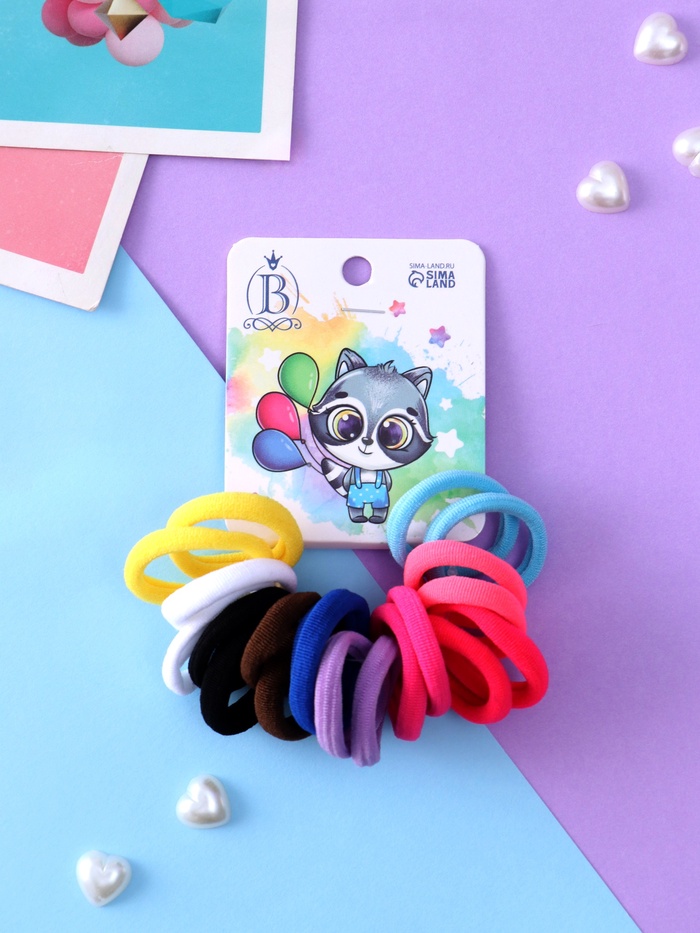 Резинки для волос Выбражулька «Енотик», набор 20 шт., шарики, 2.5 см, МИКС - Фото 1