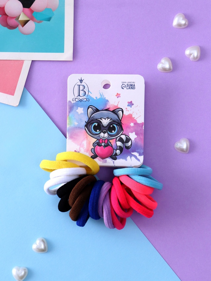 Резинки для волос Выбражулька «Енотик», набор 20 шт., звёзды, 2.5 см, МИКС - Фото 1