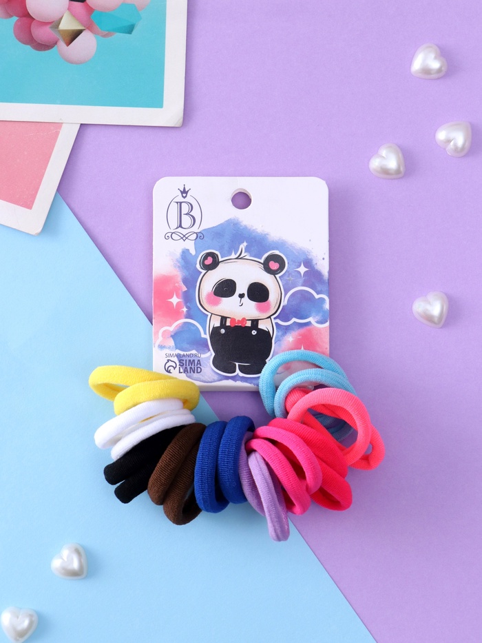 Резинки для волос «Панда», набор 20 шт., стесняшка, 2.5 см, МИКС - Фото 1