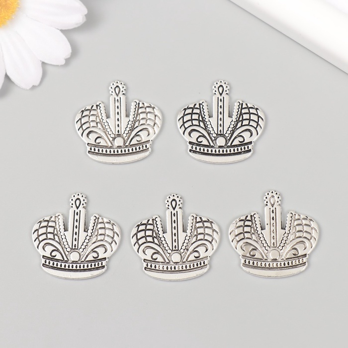Декор металл для творчества «Корона императора», набор 5 шт., 2.5×2.5 см