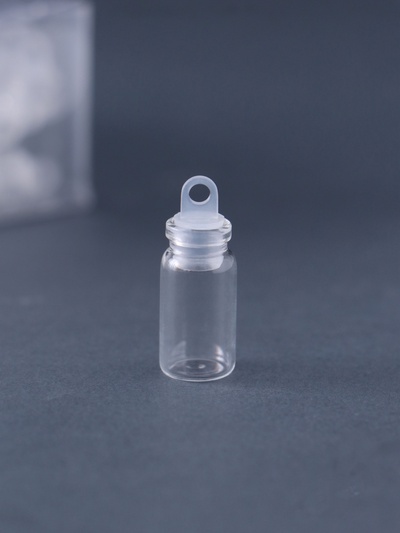 Баночка для хранения с пробкой и петелькой, стекло, для творчества и декора, 1.5 мл, набор 100 шт., 1.1×1.1×2.2 см