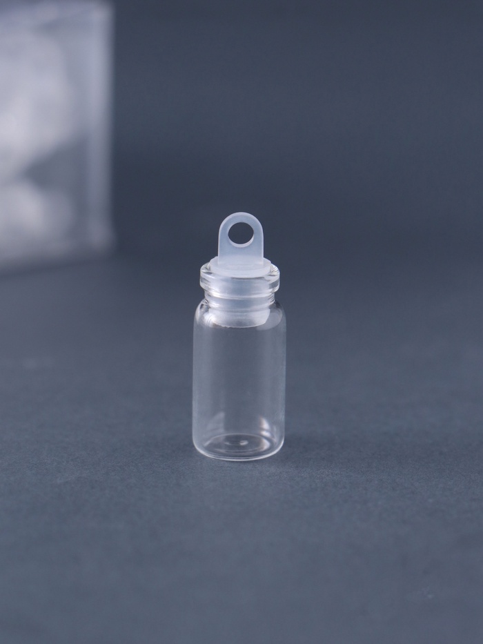 Баночка для хранения с пробкой и петелькой, стекло, для творчества и декора, 1.5 мл, набор 100 шт., 1.1×1.1×2.2 см - Фото 1