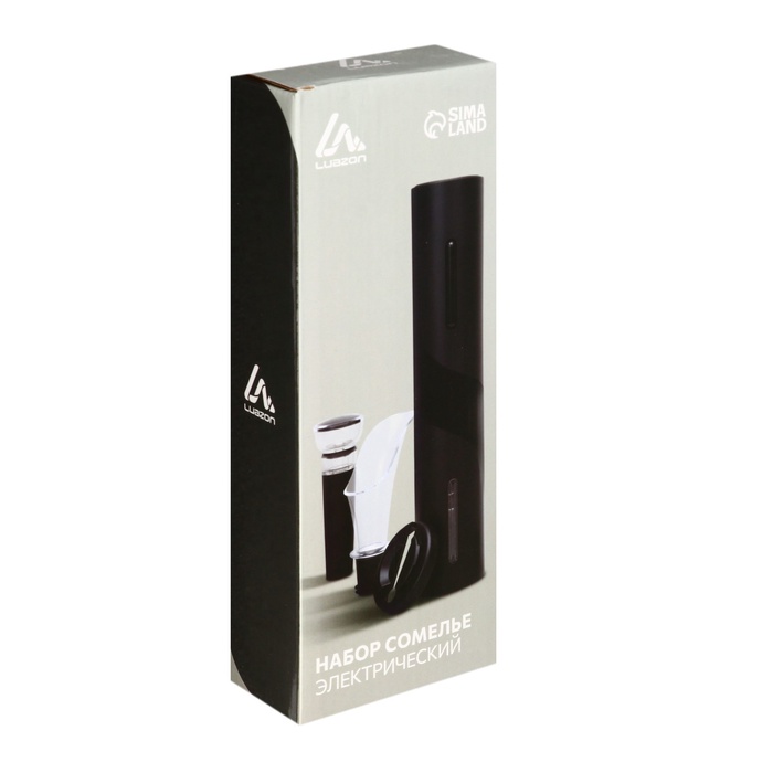 Набор сомелье электрический Luazon LSH-04, пробка, аэратор, штопор, от батареек 4хАА - фото 51925014