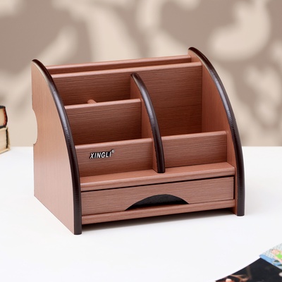 УЦЕНКА Органайзер 5 секций, 1 выдвижной ящик, серия Ясень шимо темный с кантом темным, 16×20.5