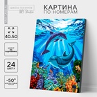 УЦЕНКА Картина по номерам на холсте с подрамником "Дельфины-друзья" 40*50 см - Фото 1