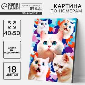 УЦЕНКА Картина по номерам на холсте с подрамником «Белые котята» 40×50 см