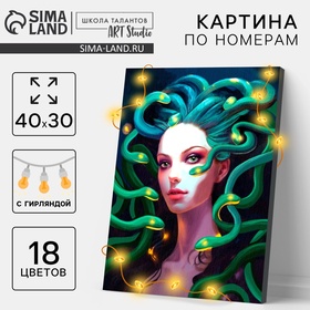 УЦЕНКА Картина по номерам с подрамником и гирляндой MT.ECO.IP20.220.04.01.2.06 "Медуза", 30*40 см 1 10887561