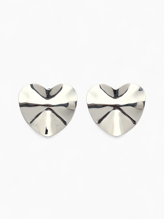 Серьги клипсы для ушей QF «Тренд. Сердечко», металл, цвет серебро - Фото 1
