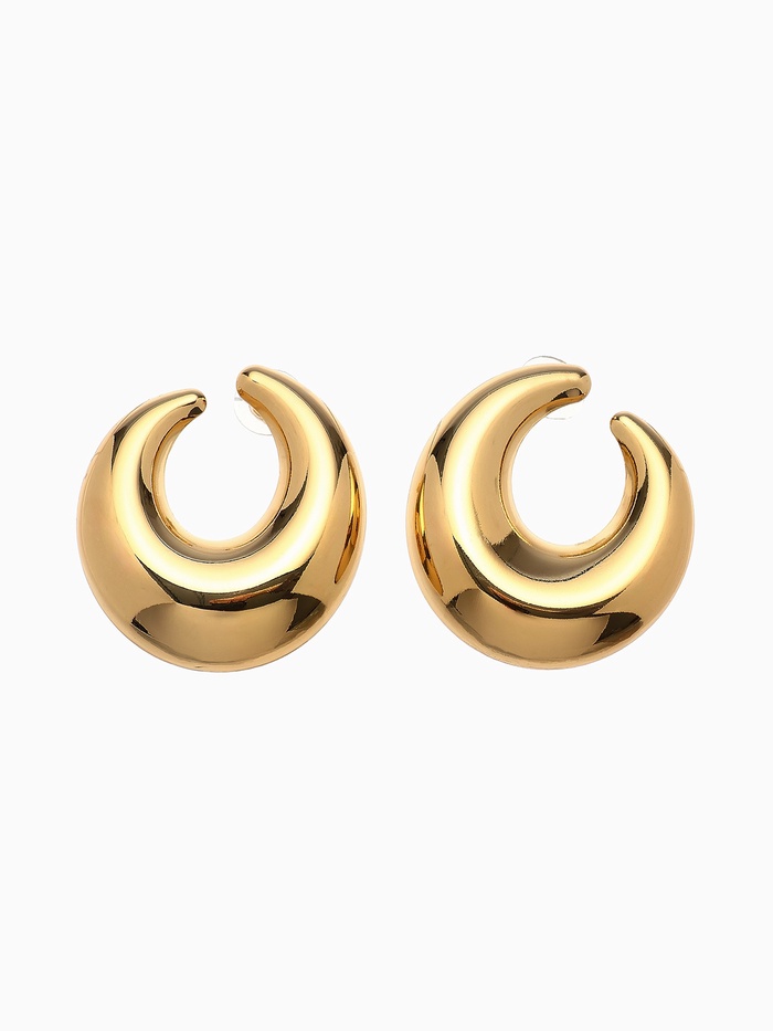 Серьги металл «Кольца», полумесяц, цвет золото
