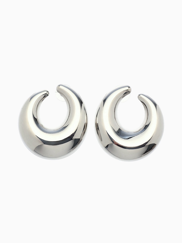 Серьги металл «Кольца», полумесяц, цвет серебро