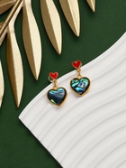 Серьги «Галиотис», сердце, зелёные в золоте - Фото 3