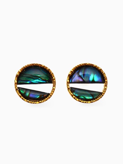 Серьги «Галиотис» круг, зелёные в золоте