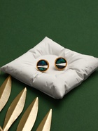 Серьги «Галиотис» круг, зелёные в золоте - Фото 2