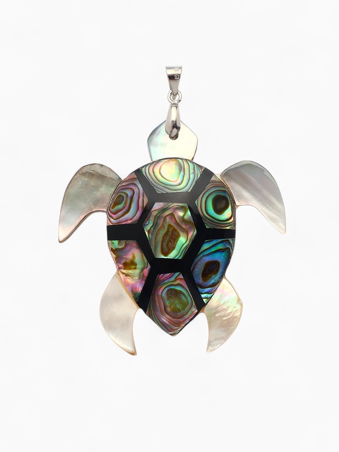 Подвеска «Галиотис» черепаха, цветная в серебре - Фото 1