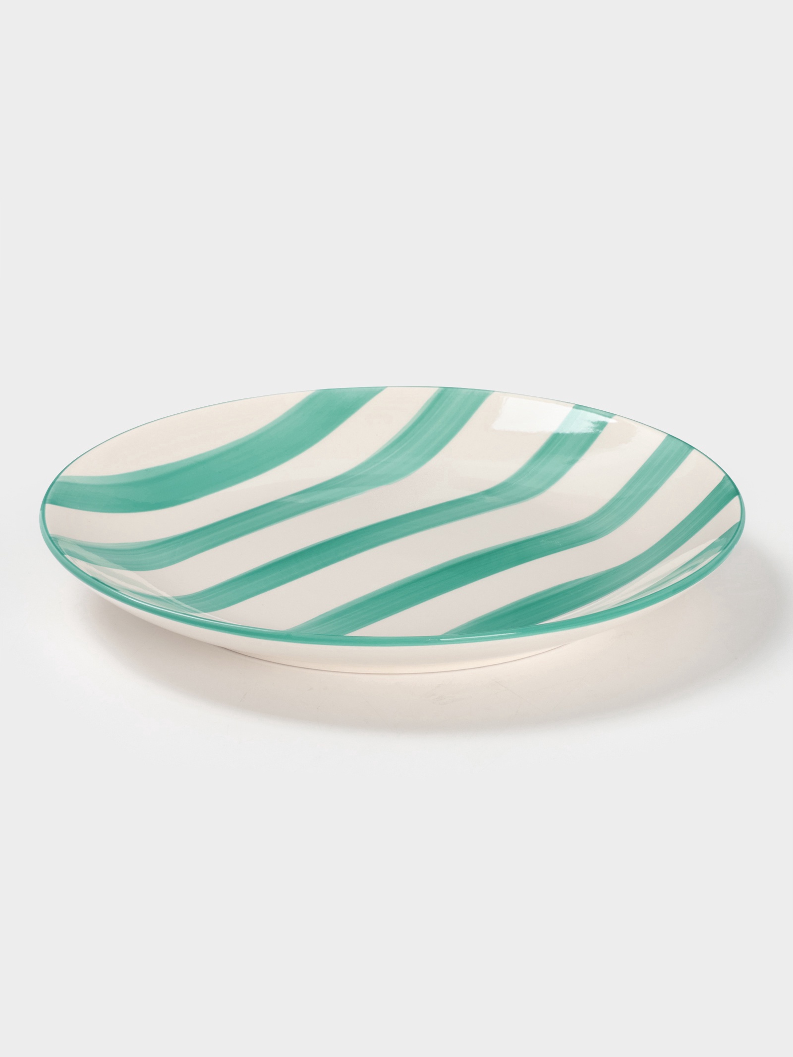 Тарелка Доляна «Райе», d=19.5 см, керамика, зелёная Тарелка Доляна «Райе», d=19.5 см, керамика, зелёная