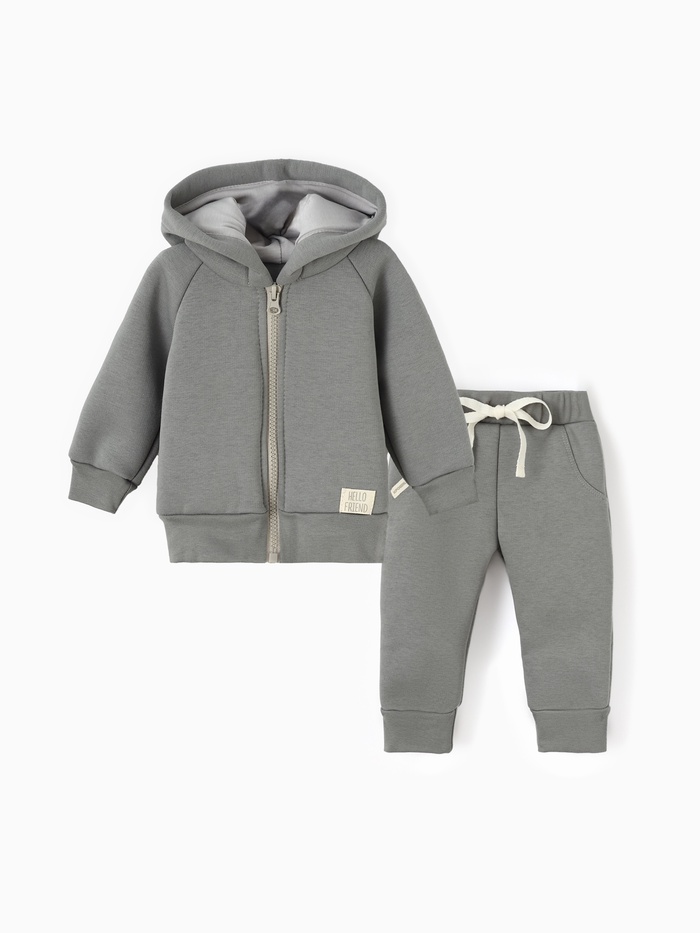 Костюм детский (толстовка, брюки) «Крошка Я» BASIC LINE, рост 68-74 см, серый - Фото 1